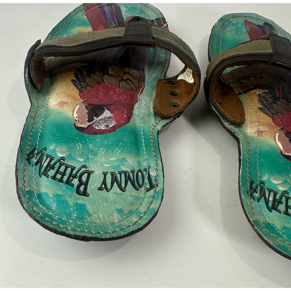 Tommy Bahama Samoa Parrot Beach Vibes Leather Sandals Men's Size 8 M Flip Flops - Picture 9 of 14